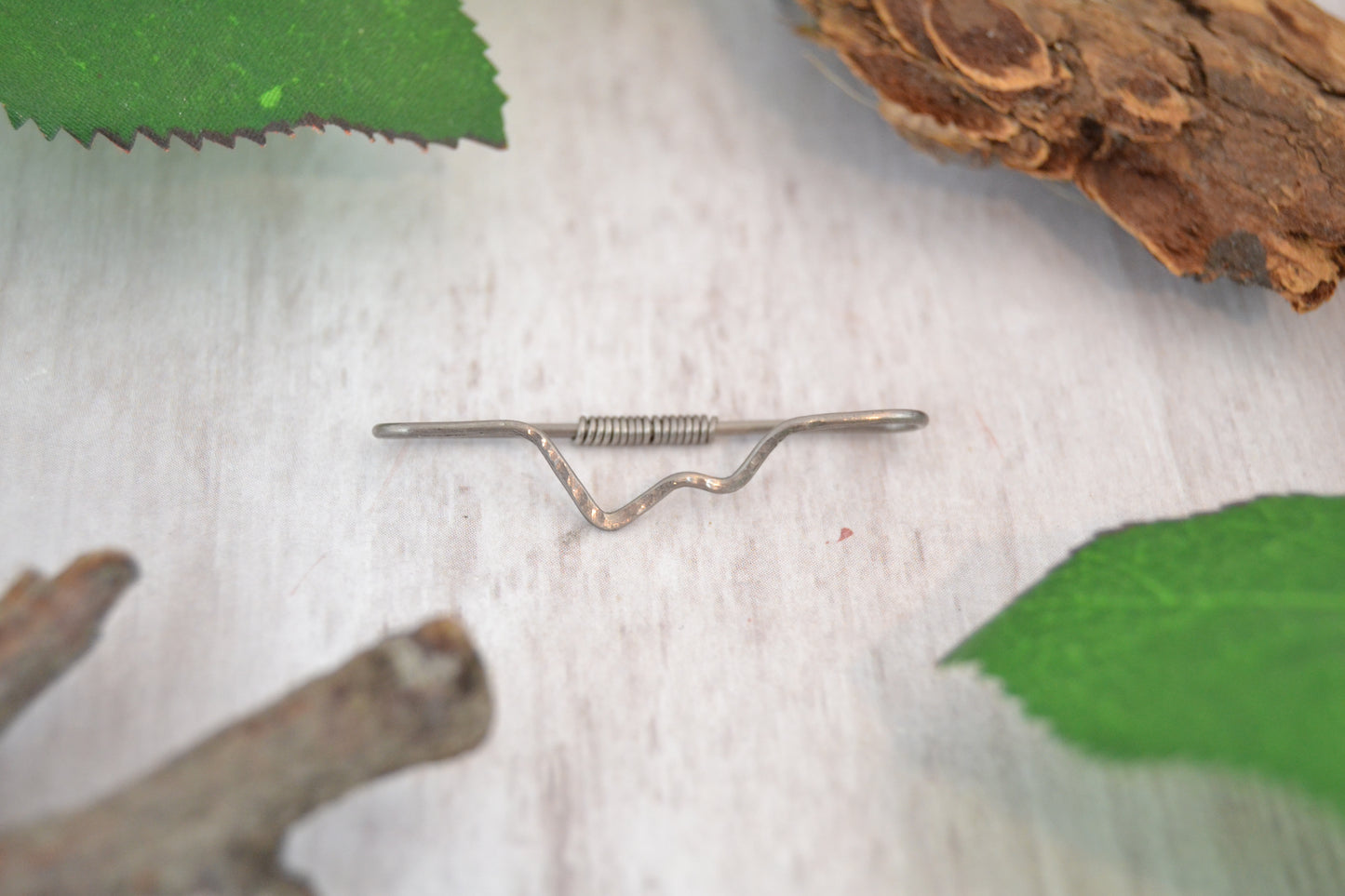 Mountain Platinum Textured Pierced Industrial Ear Bar