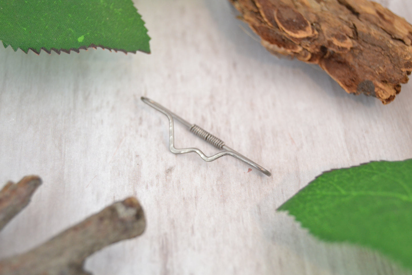 Mountain Platinum Textured Pierced Industrial Ear Bar