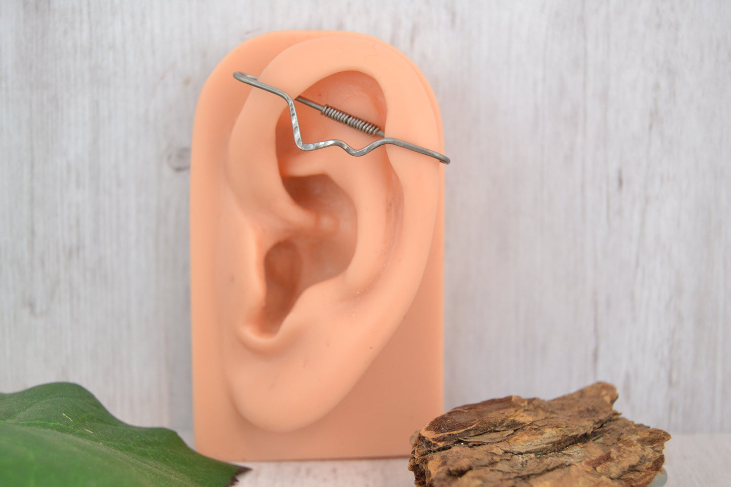 Mountain Platinum Textured Pierced Industrial Ear Bar