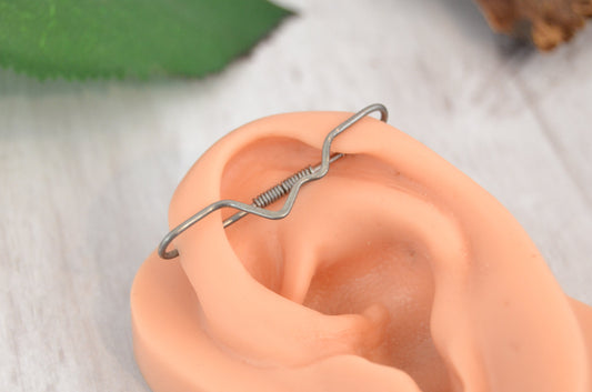 Mountain Platinum Textured Pierced Industrial Ear Bar