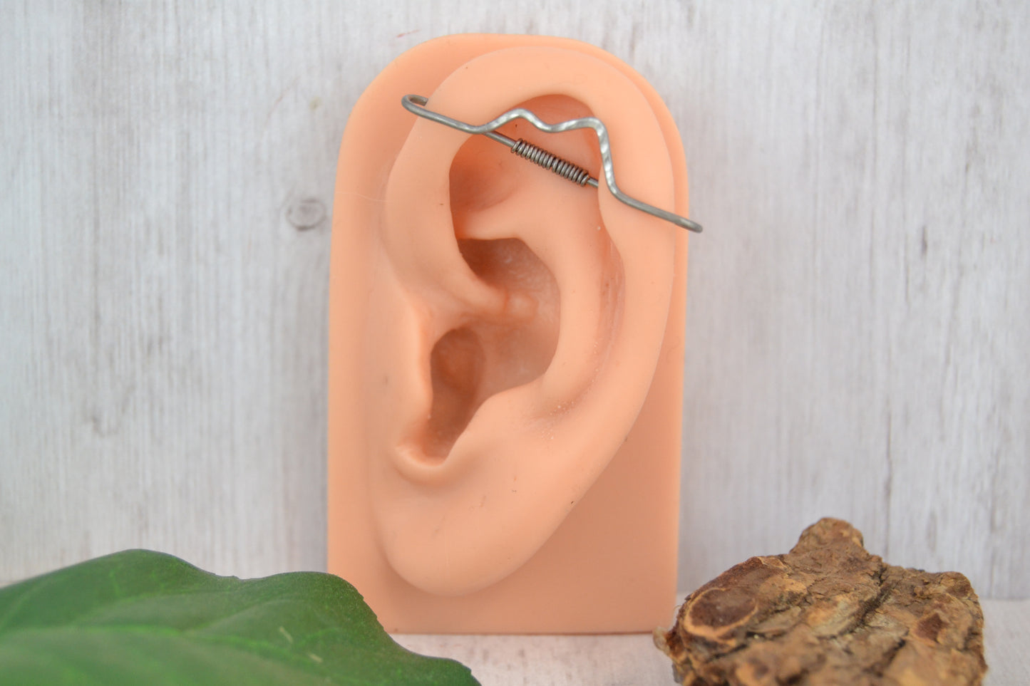 Mountain Platinum Textured Pierced Industrial Ear Bar