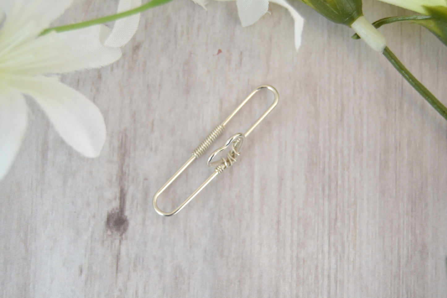 Heart 14k Palladium White Gold Pierced Industrial Ear Bar
