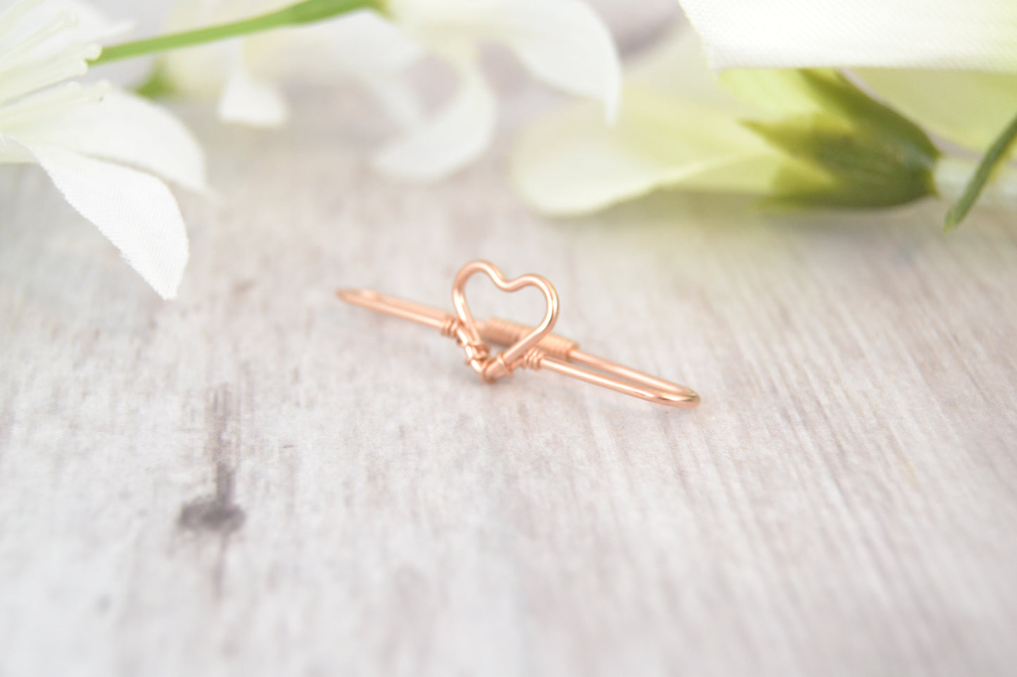 Heart Seamless Industrial Bar - Rose Gold Fill