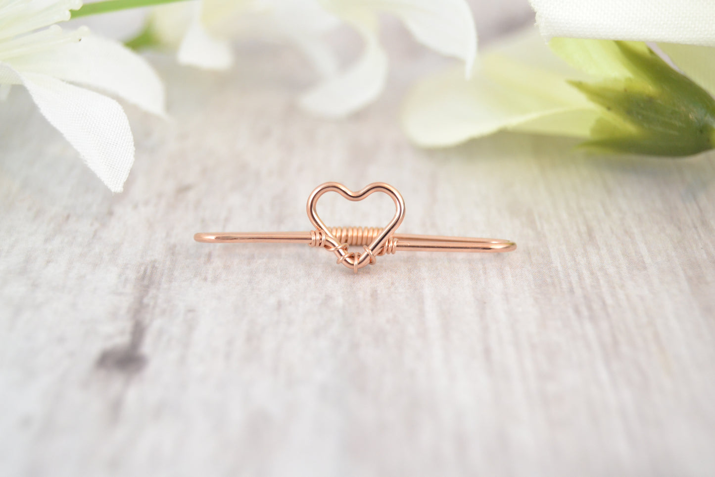 Heart Seamless Industrial Bar - 14k Rose Gold