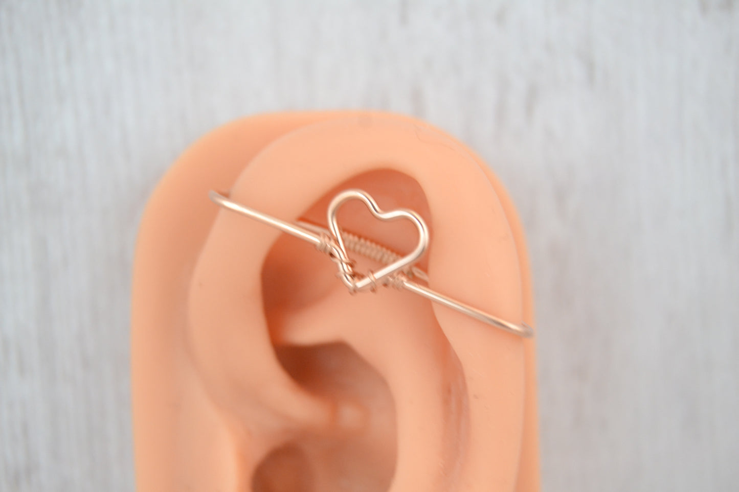Heart Seamless Industrial Bar - 14k Rose Gold