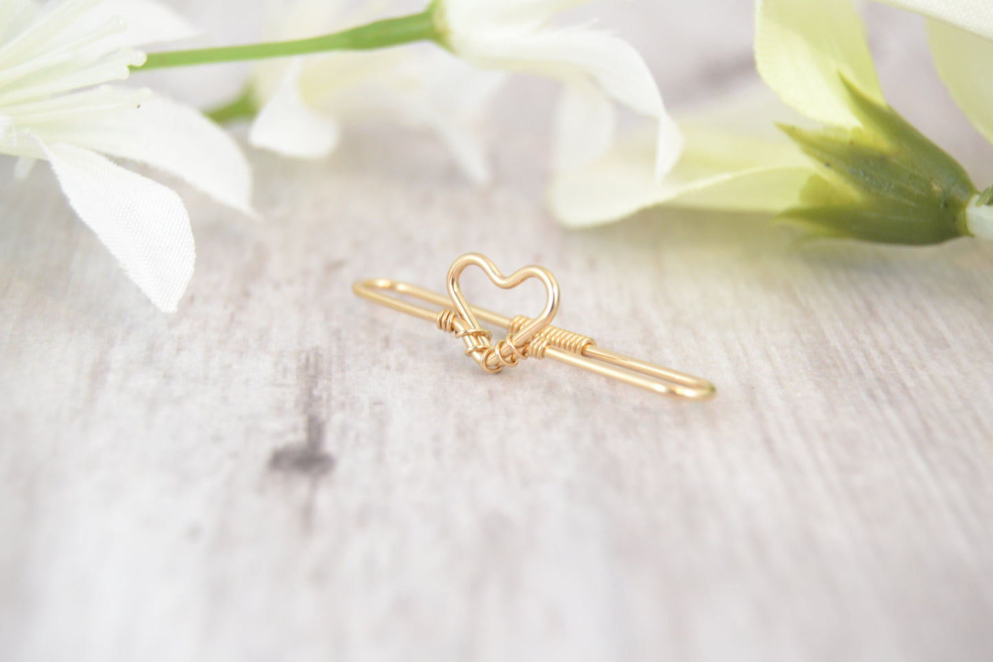 Heart Seamless Industrial Bar - 14k Yellow Gold