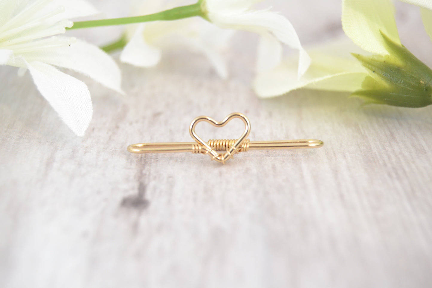 Heart Seamless Industrial Bar - 14k Yellow Gold