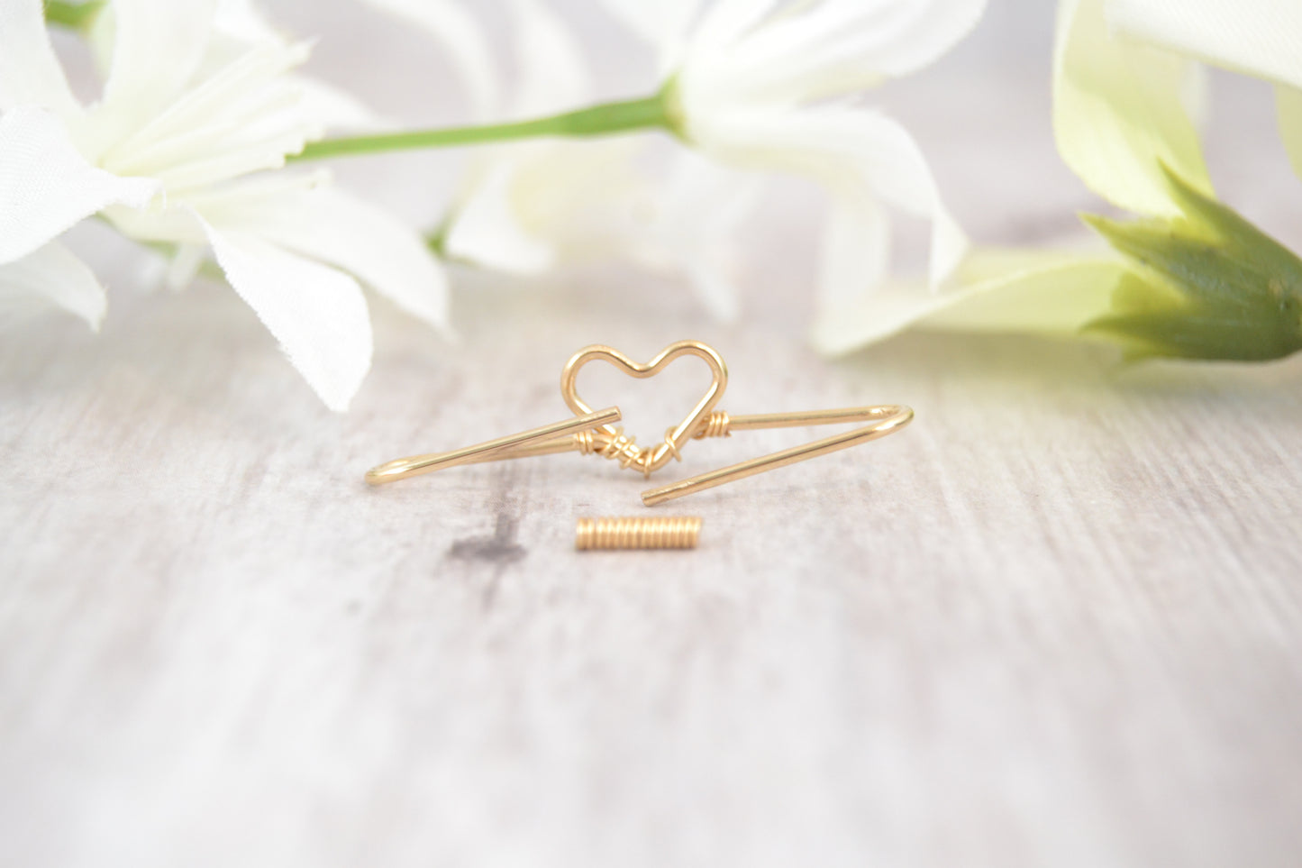 Heart Seamless Industrial Bar - 14k Yellow Gold
