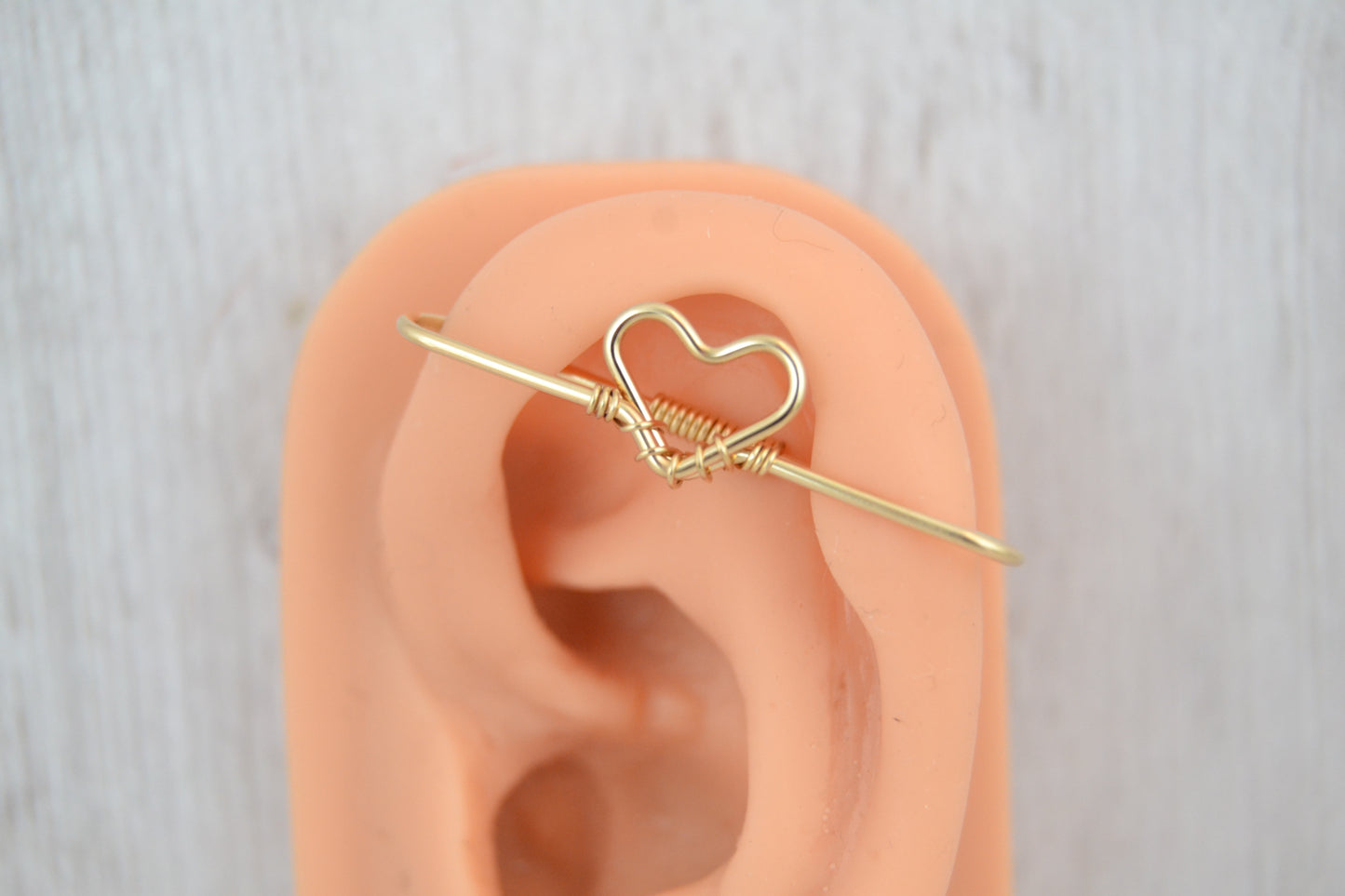Heart Seamless Industrial Bar - 14k Yellow Gold