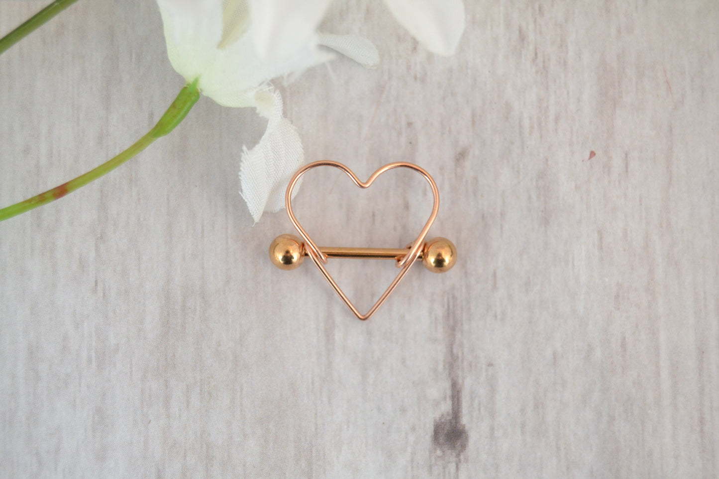 Heart 14g Rose Gold IP 316L Stainless Steel Nipple Ring