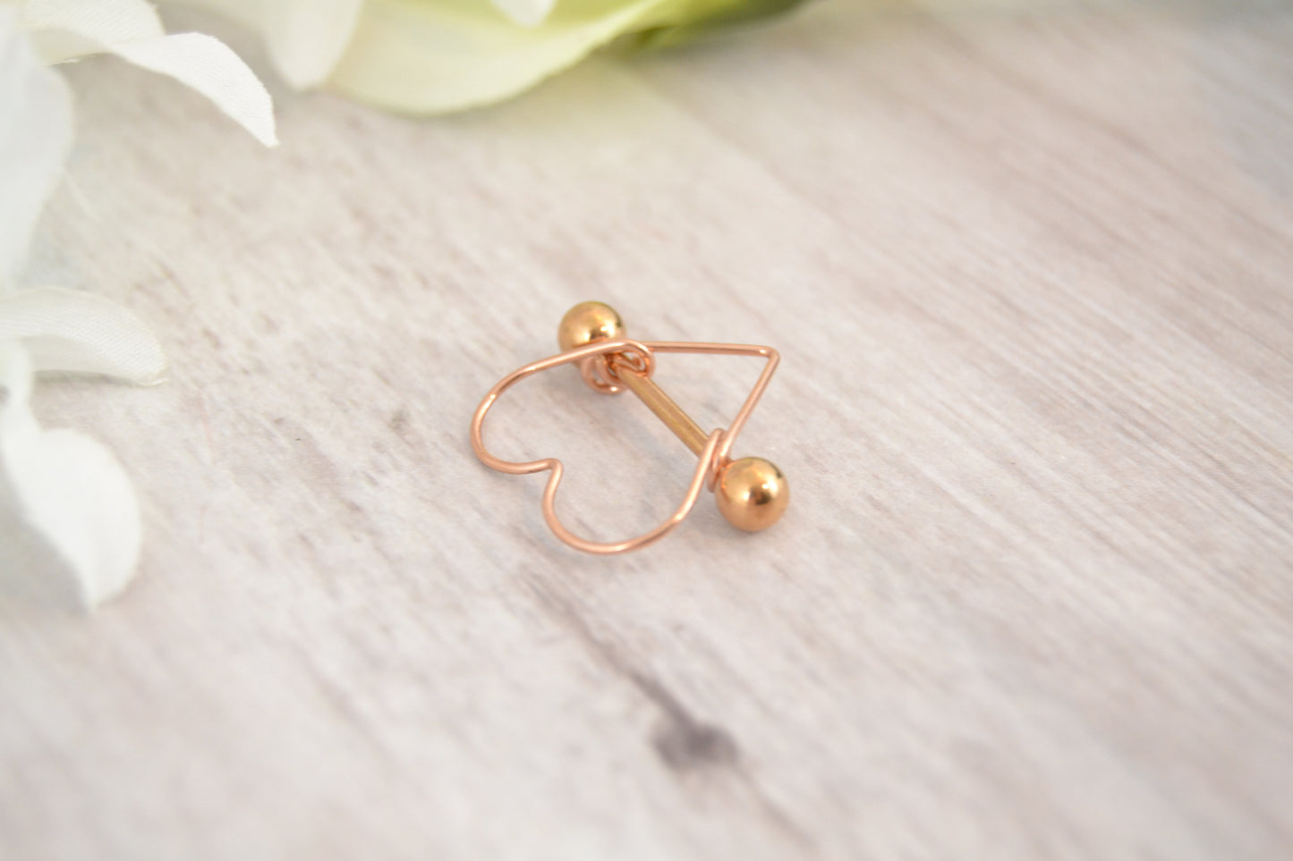 Heart 14g Rose Gold IP 316L Stainless Steel Nipple Ring
