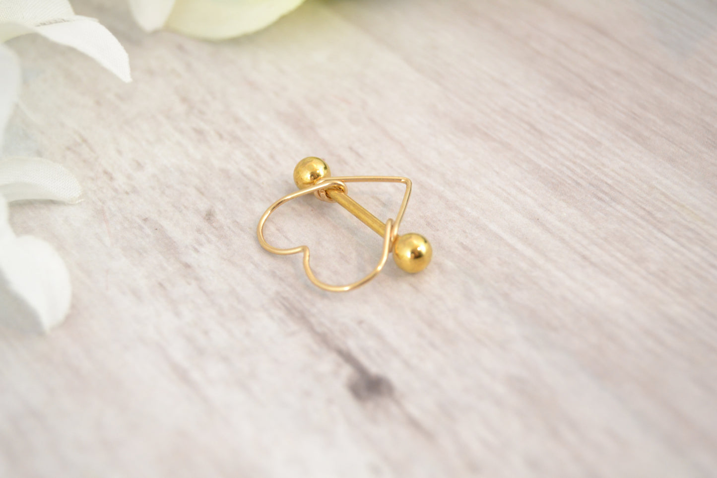Heart 14g Yellow Gold IP 316L Stainless Steel Nipple Ring