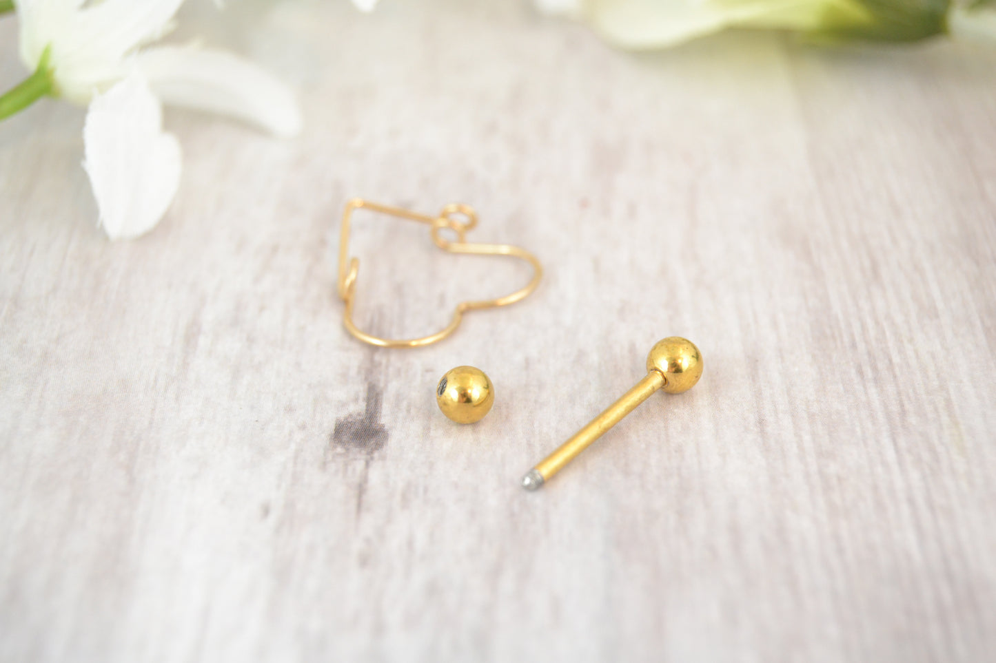 Heart 14g Yellow Gold IP 316L Stainless Steel Nipple Ring