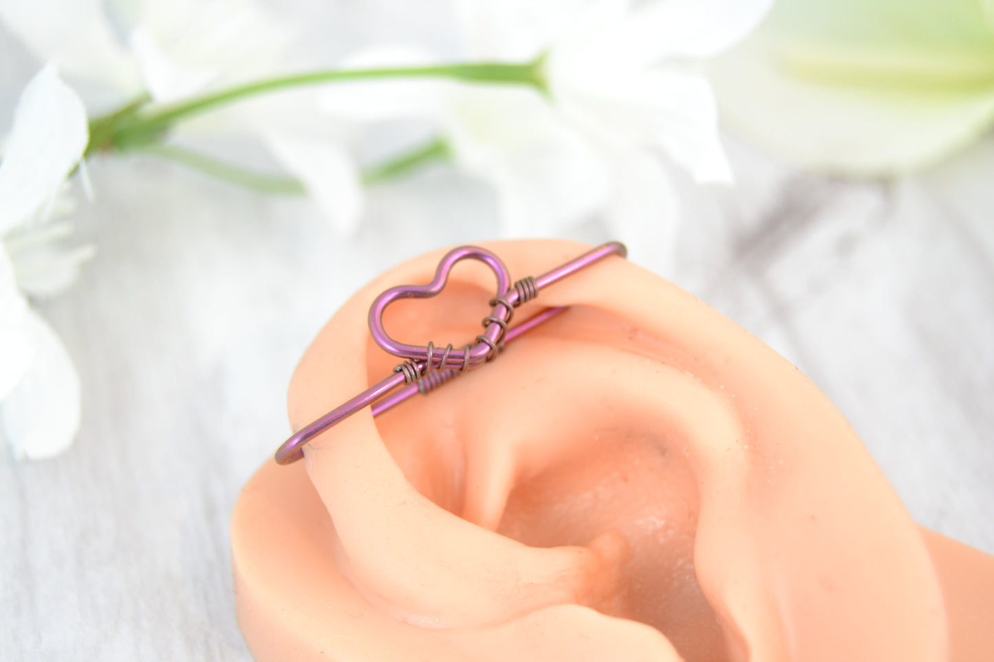 Heart Seamless Industrial Bar - Niobium, Pink