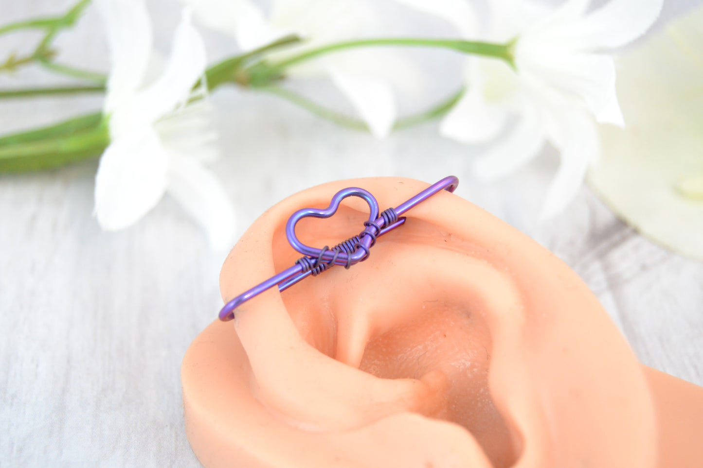 Heart Seamless Industrial Bar - Niobium, Purple