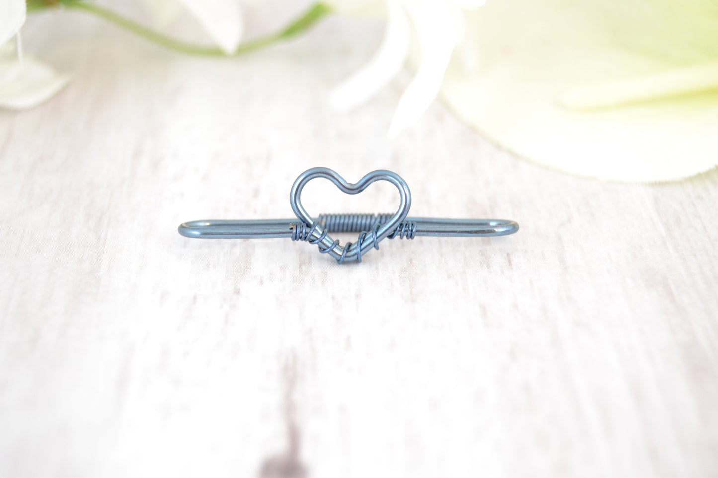 Heart Seamless Industrial Bar - Niobium, Blue