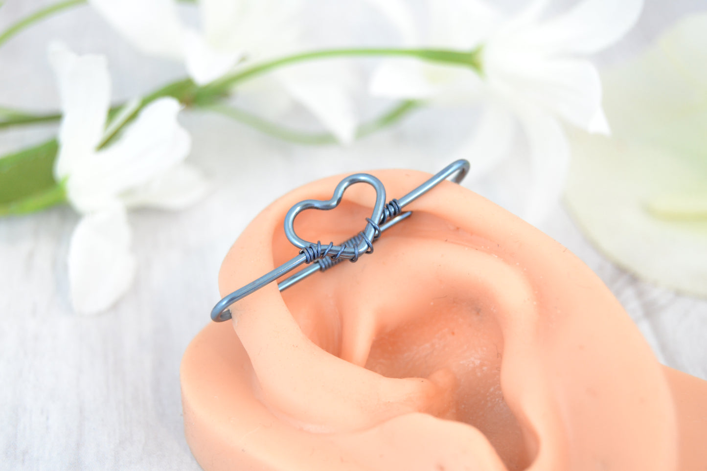 Heart Seamless Industrial Bar - Niobium, Blue