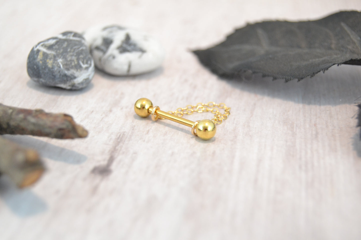 Chain Gold IP 316L Stainless Steel Layered Nipple Ring - 1 pc