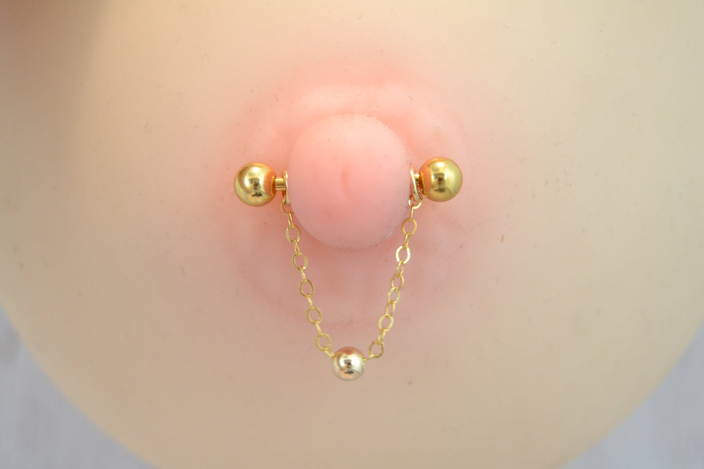 Chain Gold IP 316L Stainless Steel Beaded Nipple Ring - 1 pc