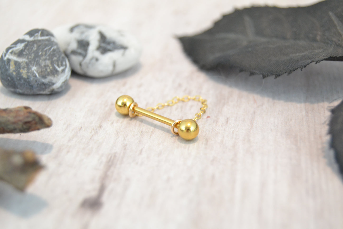 Chain Gold IP 316L Stainless Steel Thin Cable Nipple Ring - 1 pc