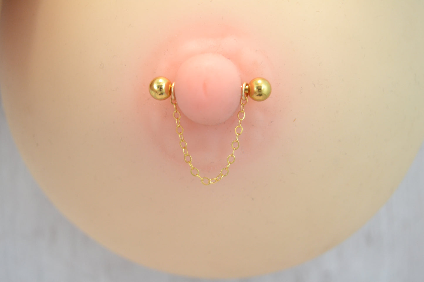 Chain Gold IP 316L Stainless Steel Thin Cable Nipple Ring - 1 pc