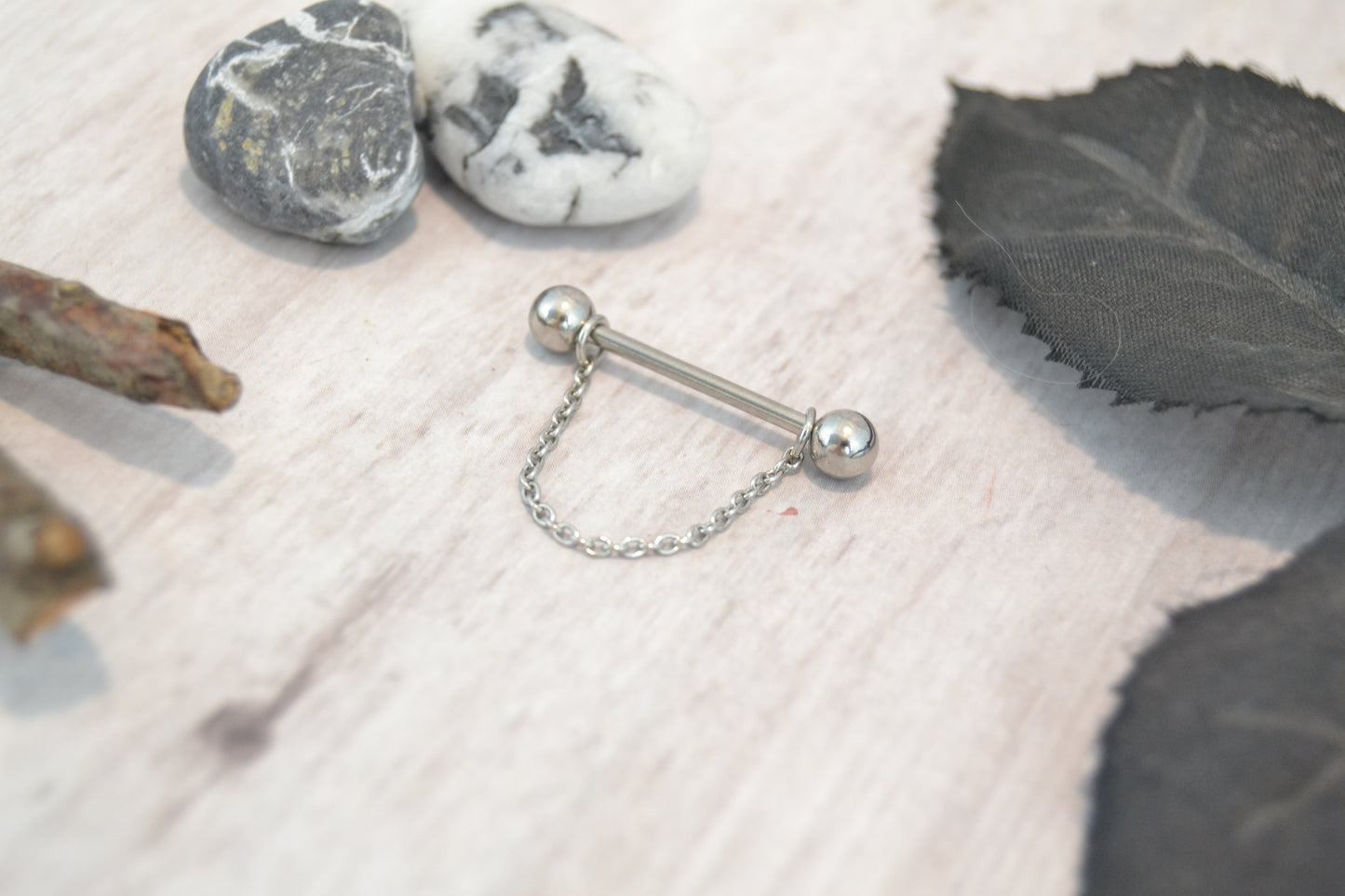 Chain 316L Stainless Steel Thin Cable Nipple Ring - 1 pc