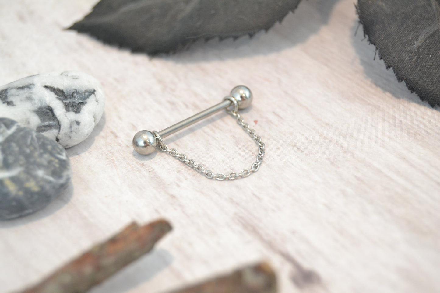 Chain 316L Stainless Steel Thin Cable Nipple Ring - 1 pc