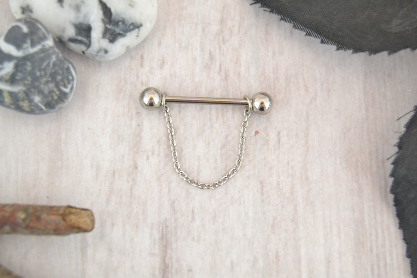 Chain 316L Stainless Steel Thin Cable Nipple Ring - 1 pc