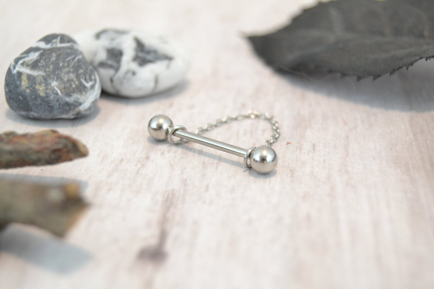 Chain 316L Stainless Steel Thin Cable Nipple Ring - 1 pc