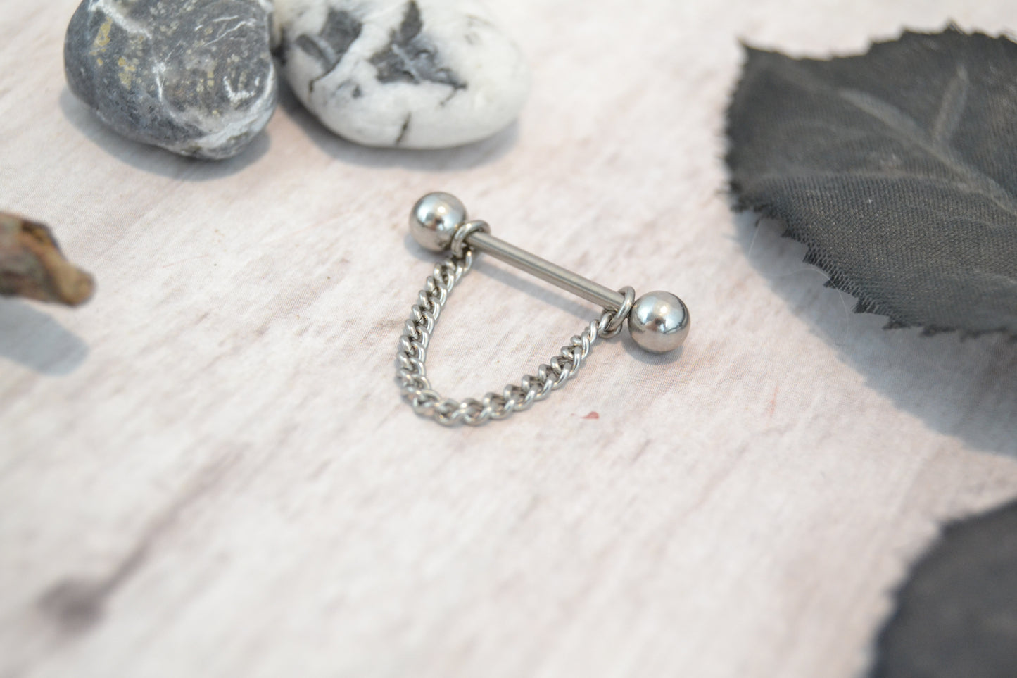 Chain 316L Stainless Steel Thin Curb Nipple Ring - 1 pc
