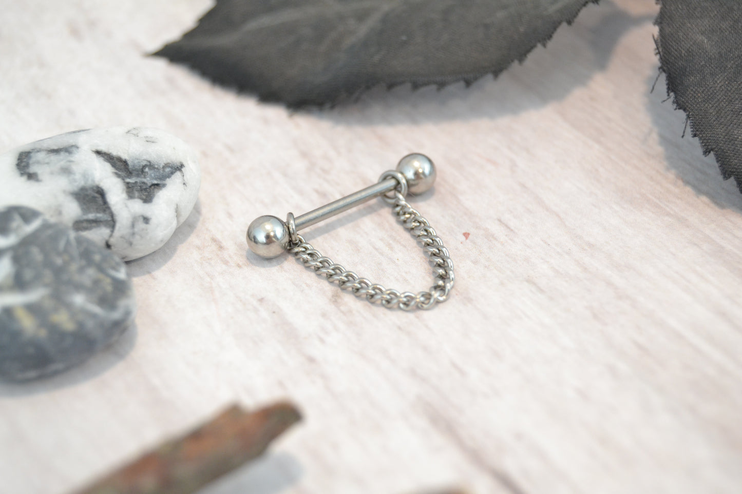 Chain 316L Stainless Steel Thin Curb Nipple Ring - 1 pc