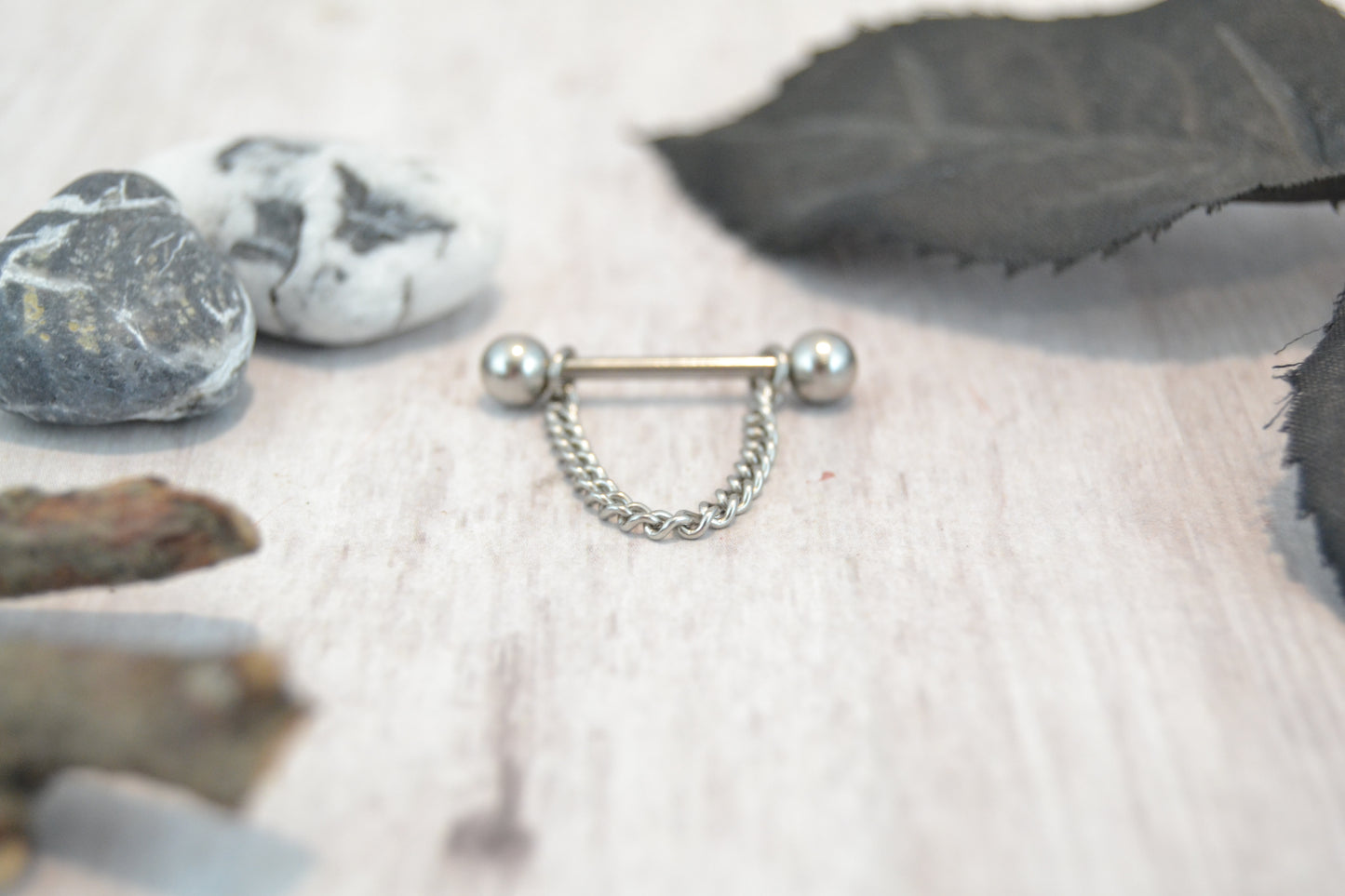 Chain 316L Stainless Steel Thin Curb Nipple Ring - 1 pc
