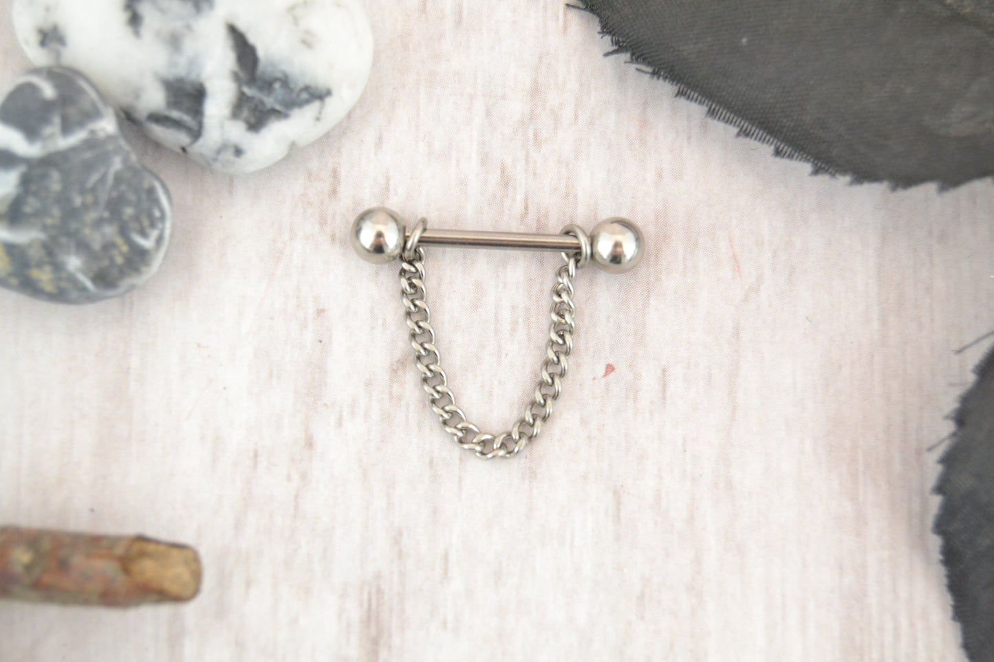 Chain 316L Stainless Steel Thin Curb Nipple Ring - 1 pc