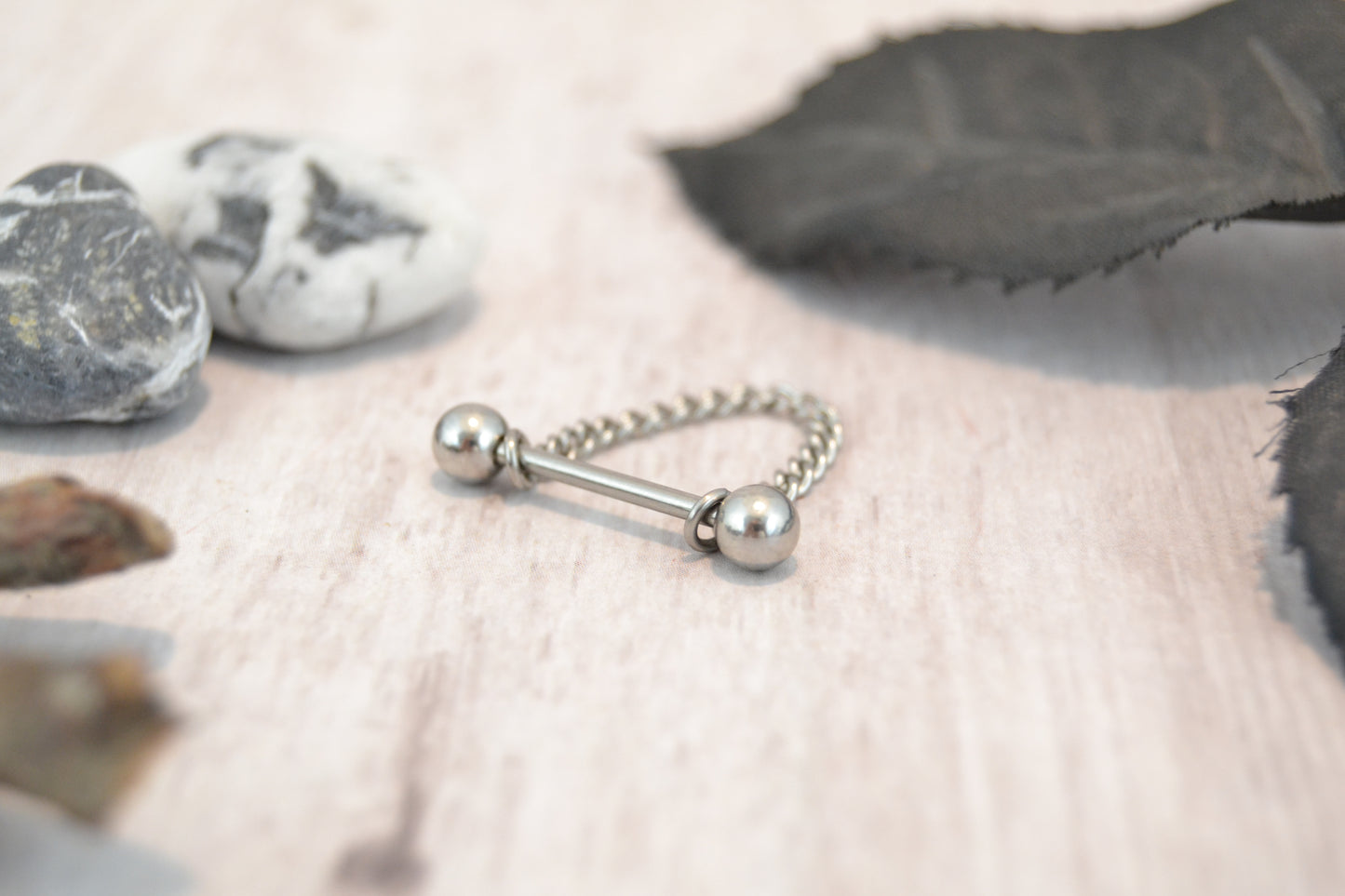 Chain 316L Stainless Steel Thin Curb Nipple Ring - 1 pc