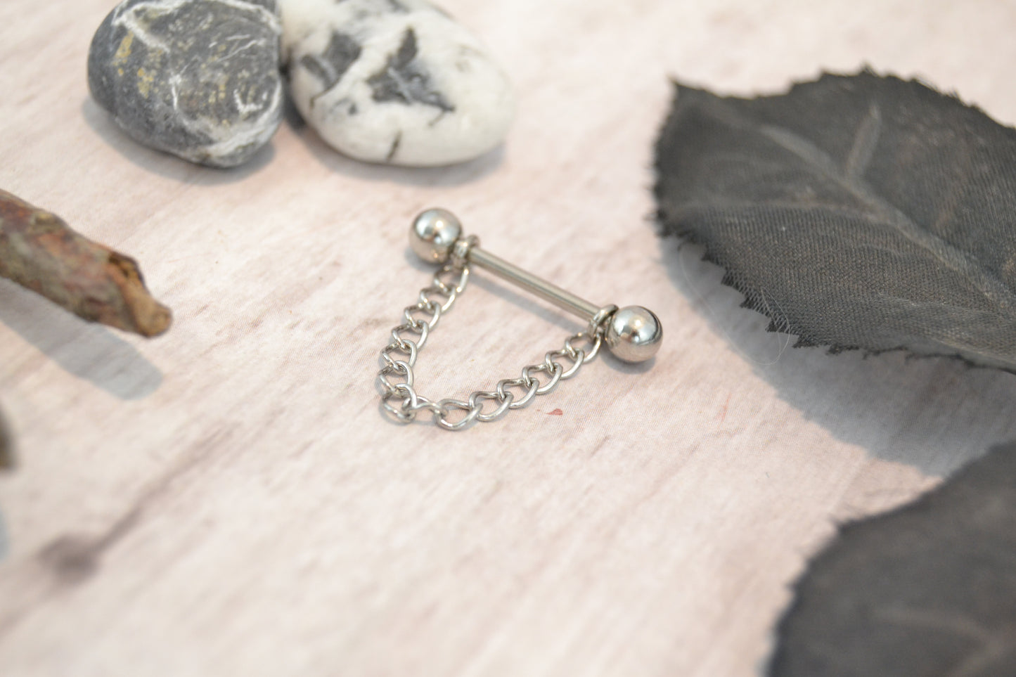 Chain 316L Stainless Steel Simple Curb Nipple Ring - 1 pc