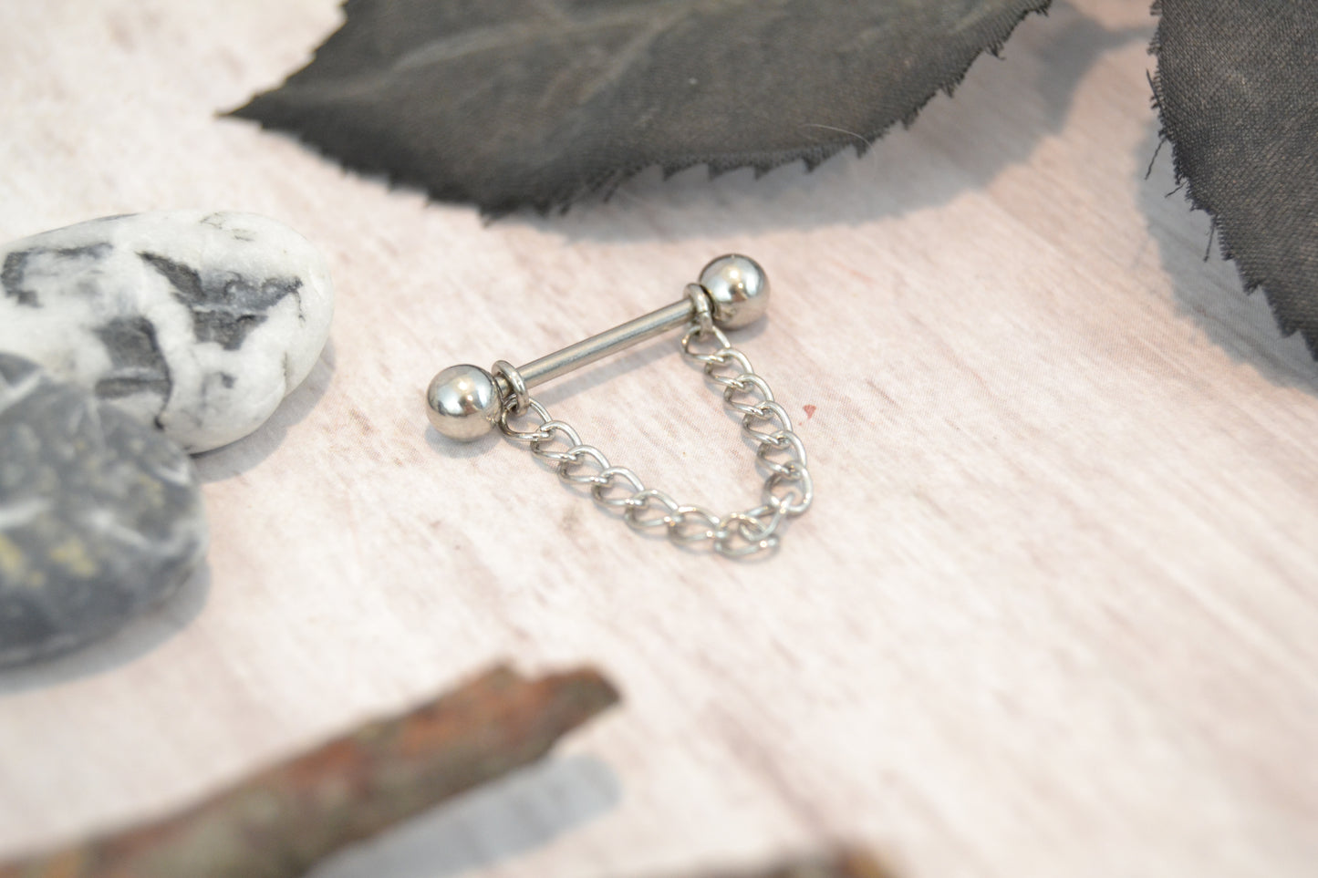 Chain 316L Stainless Steel Simple Curb Nipple Ring - 1 pc