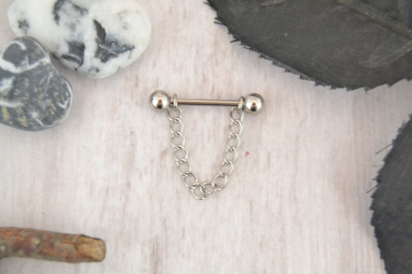 Chain 316L Stainless Steel Simple Curb Nipple Ring - 1 pc
