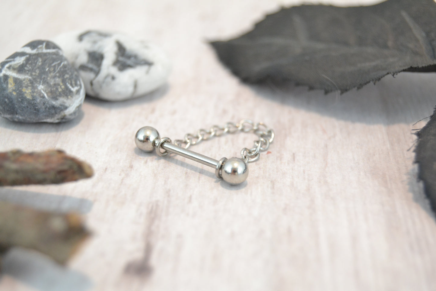 Chain 316L Stainless Steel Simple Curb Nipple Ring - 1 pc