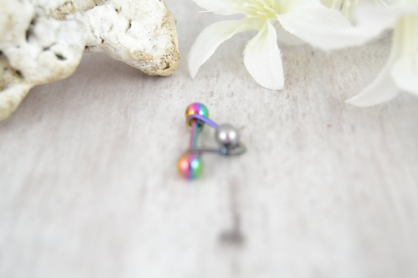 Pearl V Shaped Rainbow Nipple Ring - 1 pc