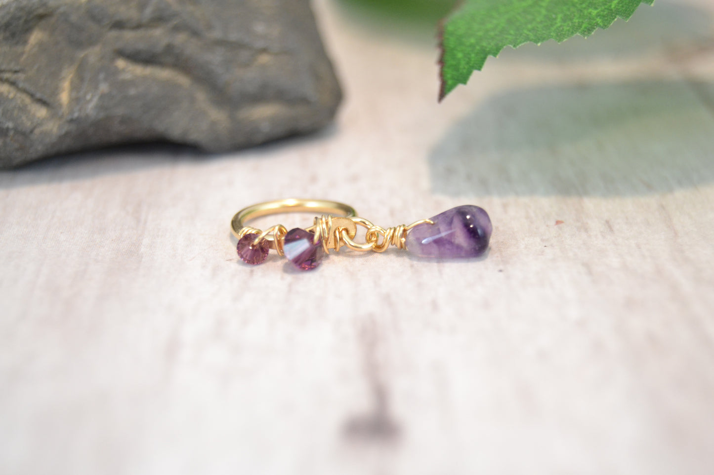 Healing Crystal Yellow Gold Fill Dangle Conch Earring