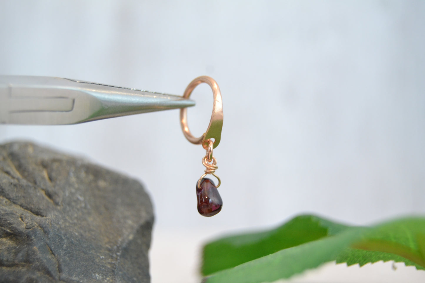 Gemstone Rose Gold Fill Teardrop Dangle Conch Earring