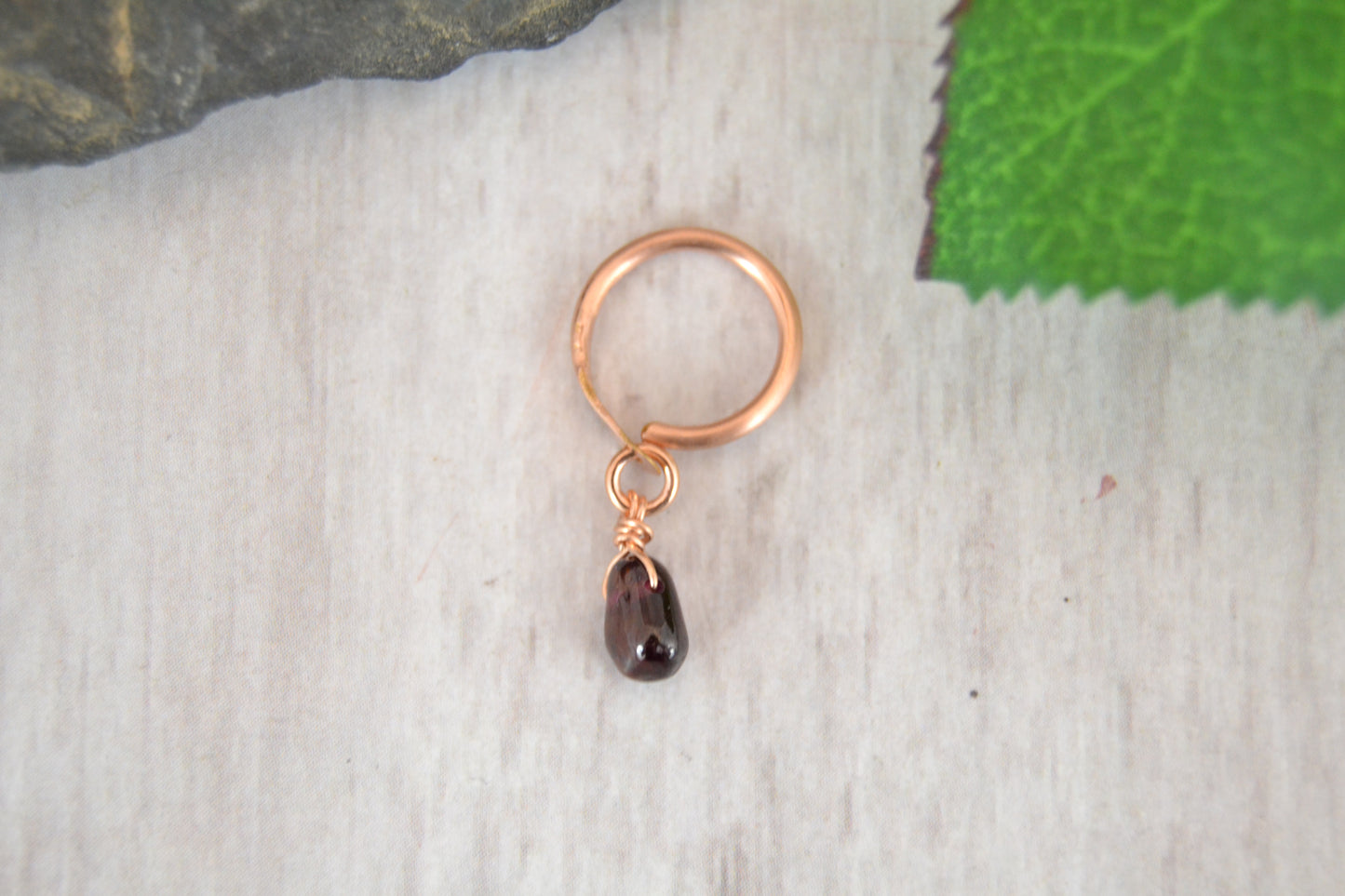 Gemstone Rose Gold Fill Teardrop Dangle Conch Earring