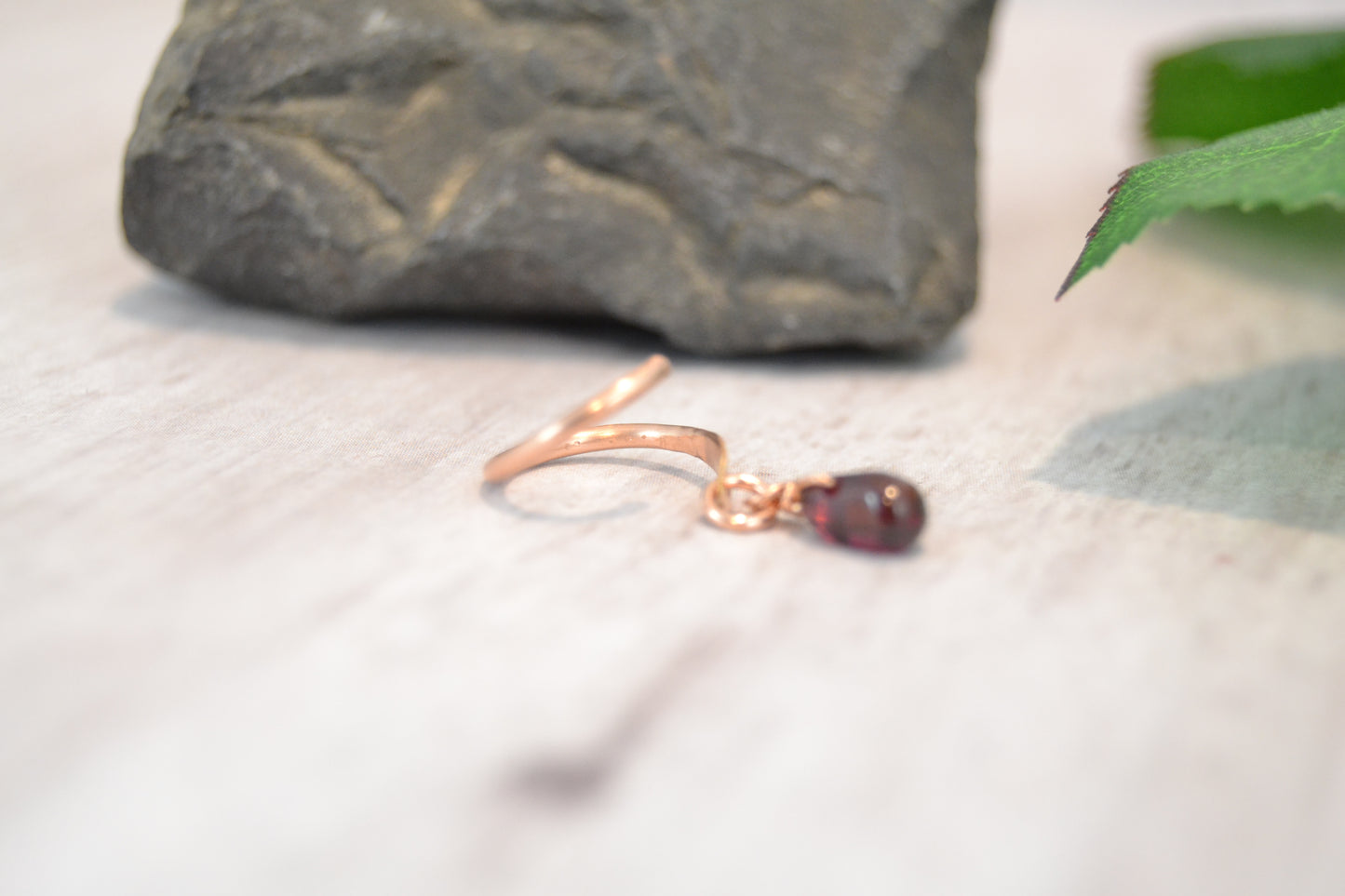 Gemstone Rose Gold Fill Teardrop Dangle Conch Earring