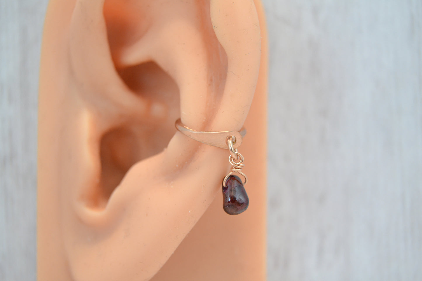 Gemstone Rose Gold Fill Teardrop Dangle Conch Earring