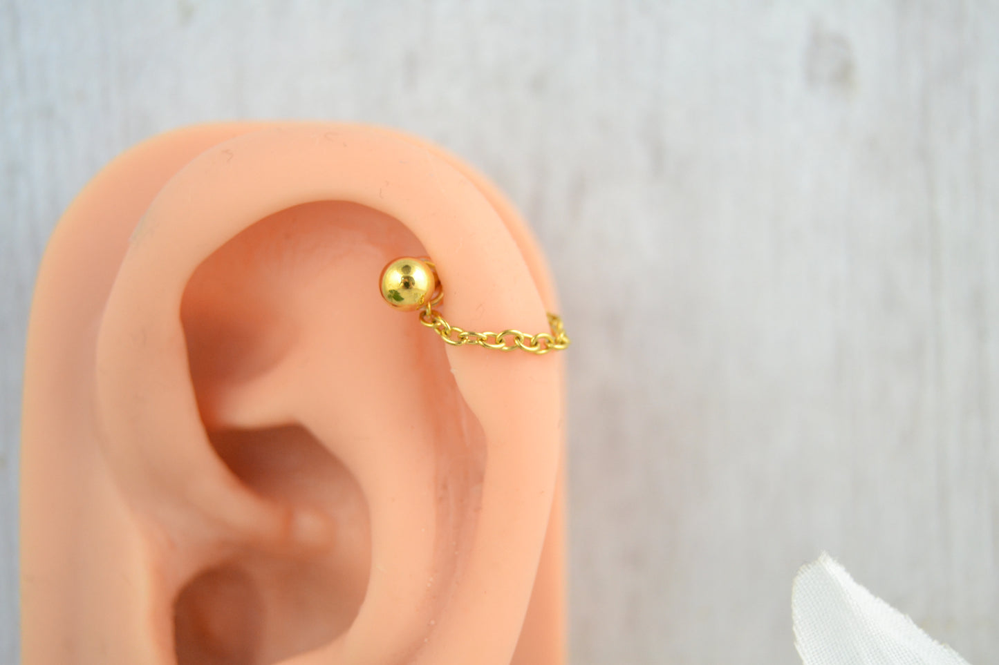 Dainty Chain Barbell Cuff - Gold IP 316L Stainless Steel