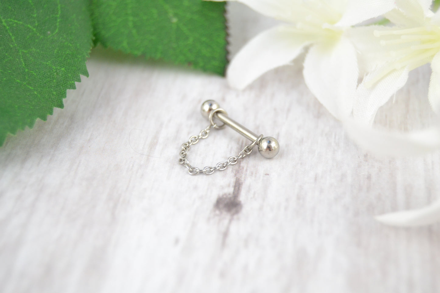 Dainty Chain Barbell Cuff - 316L Stainless Steel