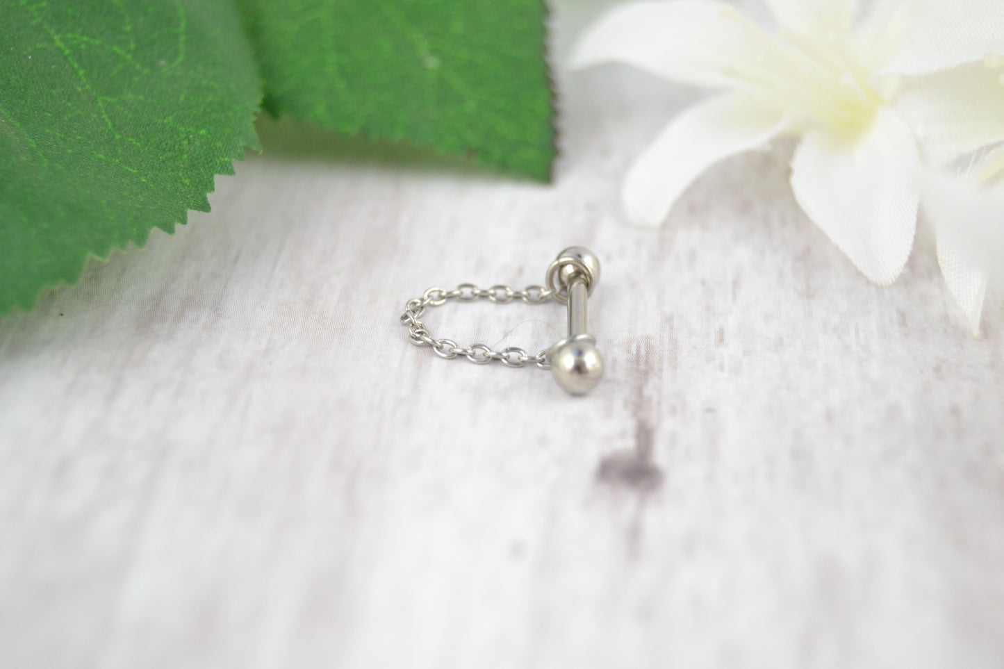Dainty Chain Barbell Cuff - 316L Stainless Steel