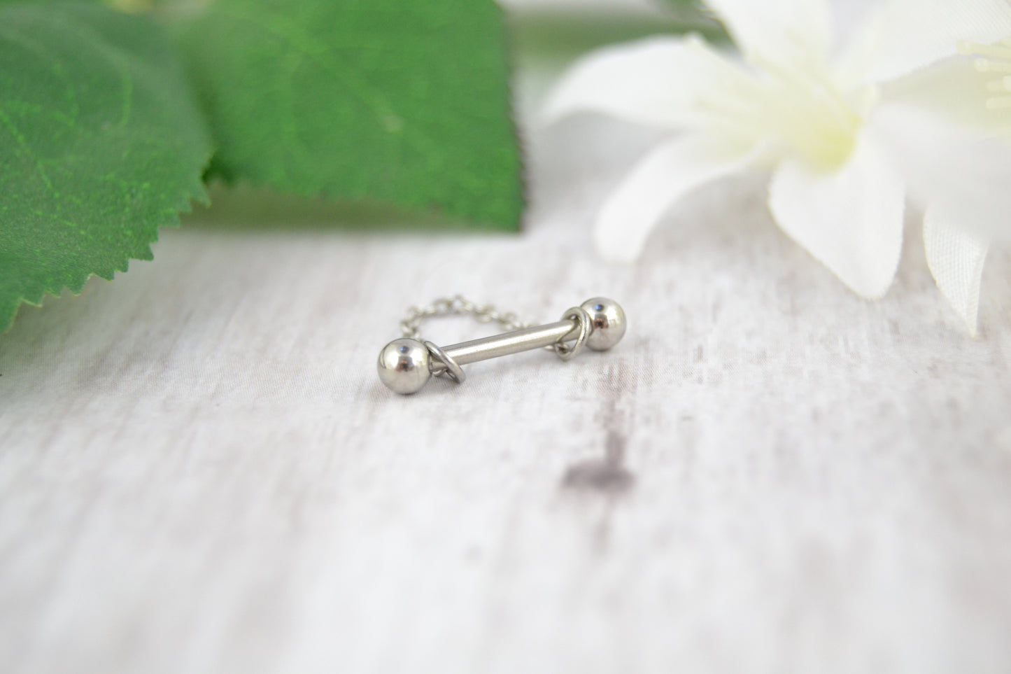 Dainty Chain Barbell Cuff - 316L Stainless Steel