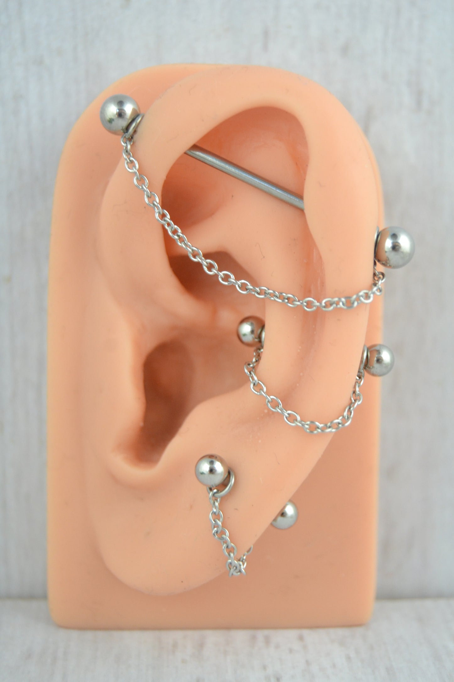 Dainty Chain Barbell Cuff - 316L Stainless Steel