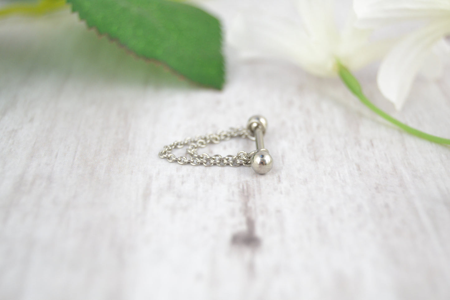 Dainty Layered Chain Barbell Cuff - 316L Stainless Steel